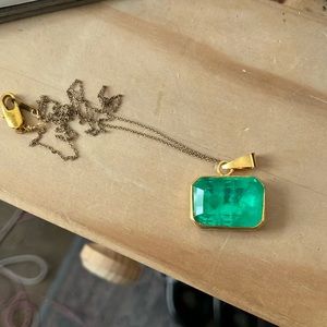 Tourmaline lab created necklace emerald color
